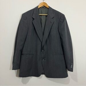 Henry Grethel Mens Size 44L 100% Wool Blazer Suit Jacket Sport Coat Gray Stripe